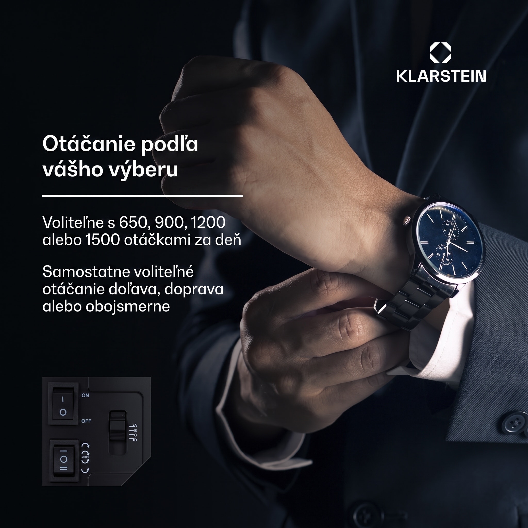 Klarstein St. Gallen Premium, naťahovač na hodinky, 2 hodiniek, 4 rýchlosti, čierny – Obrázok 2