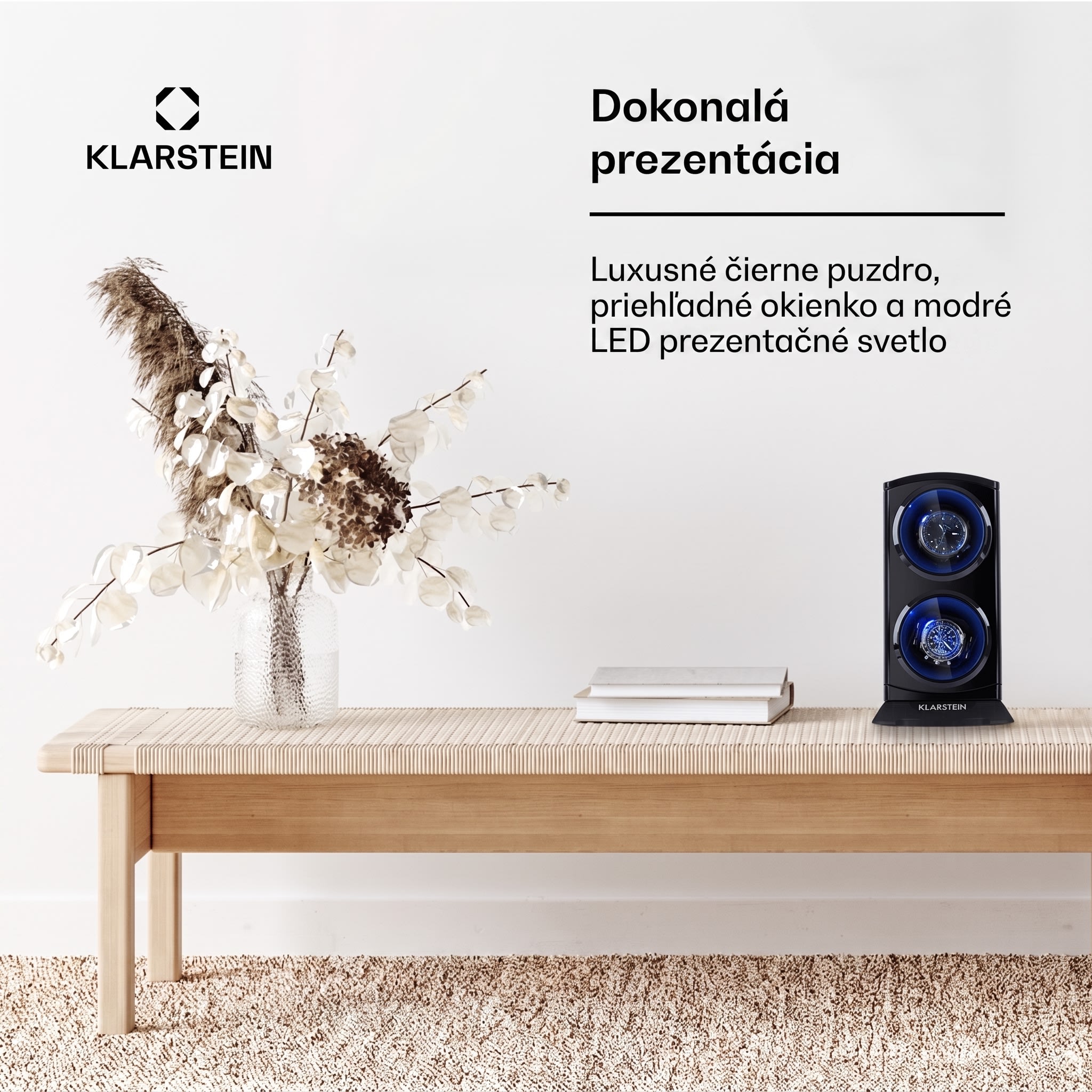 Klarstein St. Gallen Premium, naťahovač na hodinky, 2 hodiniek, 4 rýchlosti, čierny – Obrázok 3