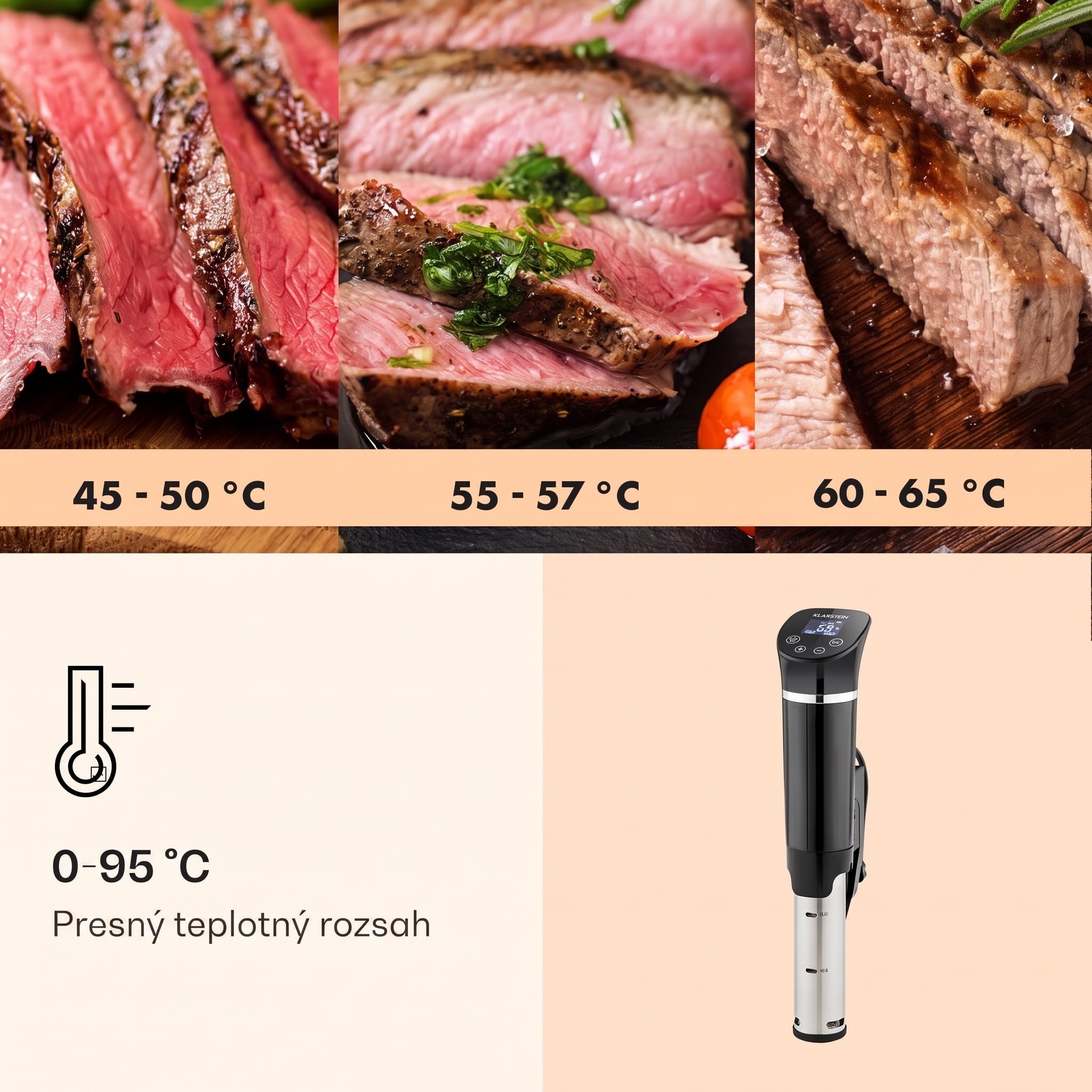 Klarstein Quickstick Flex, Sous Vide varič, 1300 W, 0 - 95 °C, 3D cirkulácia, IPX7, časovač, čierny – Obrázok 2