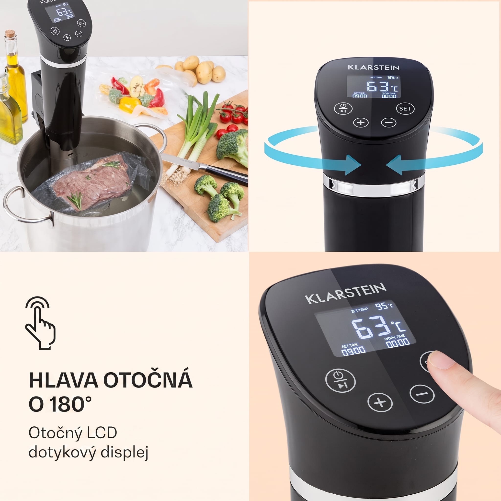 Klarstein Quickstick Flex, Sous Vide varič, 1300 W, 0 - 95 °C, 3D cirkulácia, IPX7, časovač, čierny – Obrázok 3