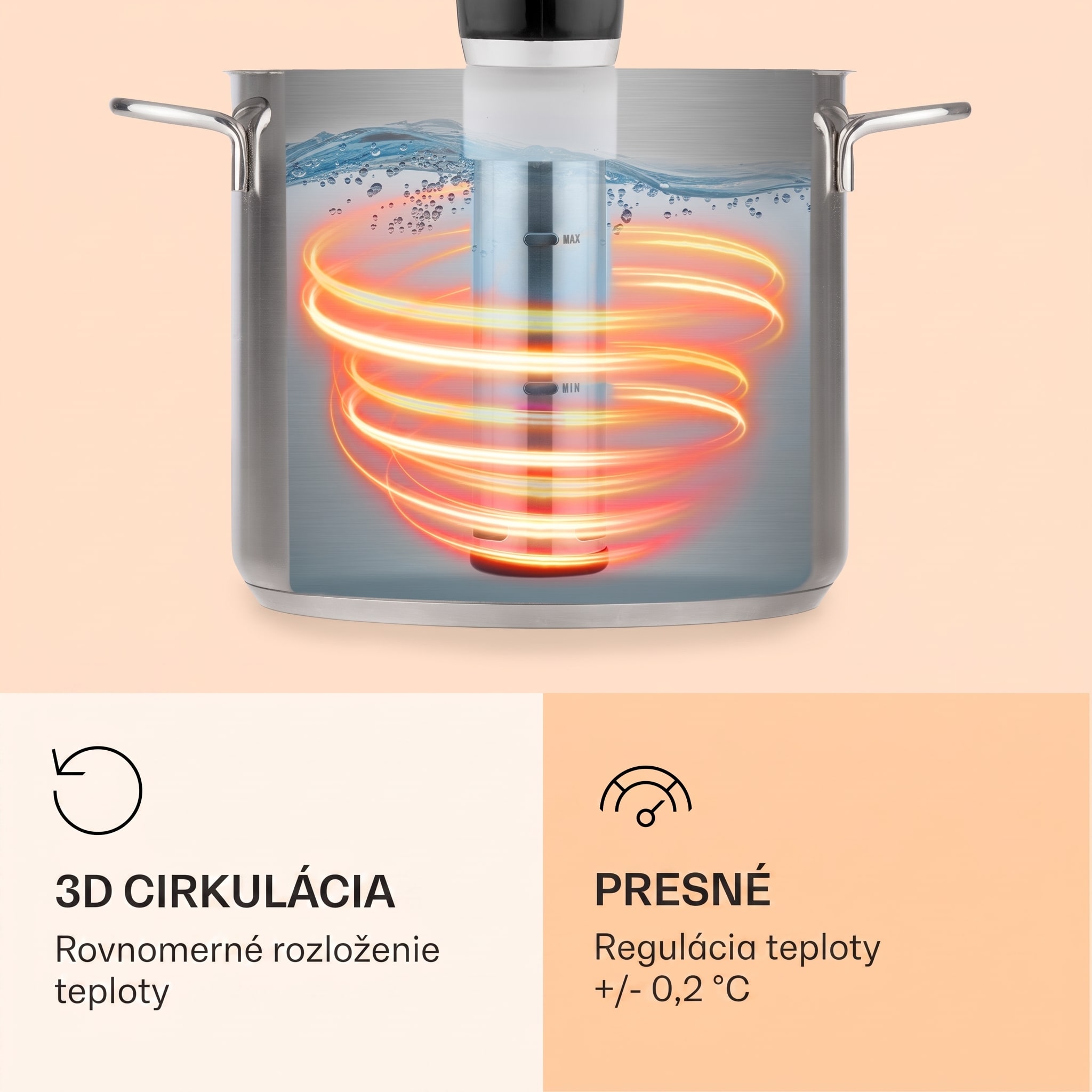 Klarstein Quickstick Flex, Sous Vide varič, 1300 W, 0 - 95 °C, 3D cirkulácia, IPX7, časovač, čierny – Obrázok 4