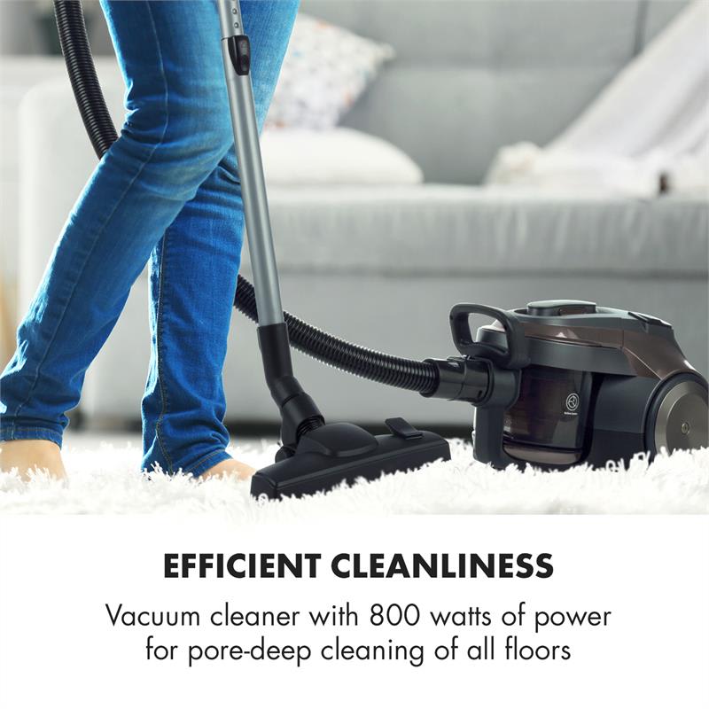 Klarstein Clean King Ergo, cyklónový vysávač, 800 W, bezvreckový, HEPA13, trieda energetickej účinnosti A, sivo/strieborný