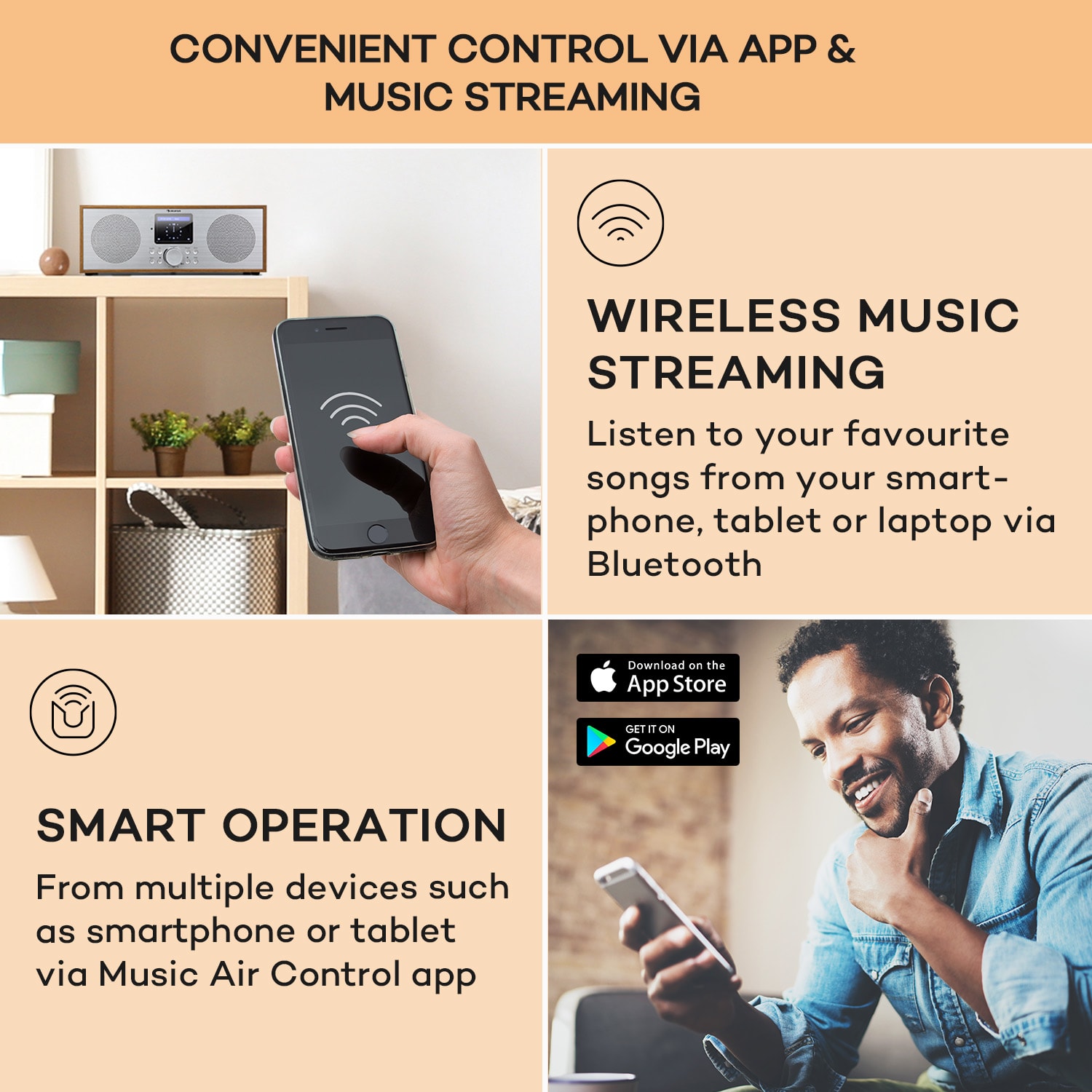 Auna Silver Star Stereo, internetové DAB+/FM rádio, WiFi, BT, DAB+/FM, dub – Obrázok 3