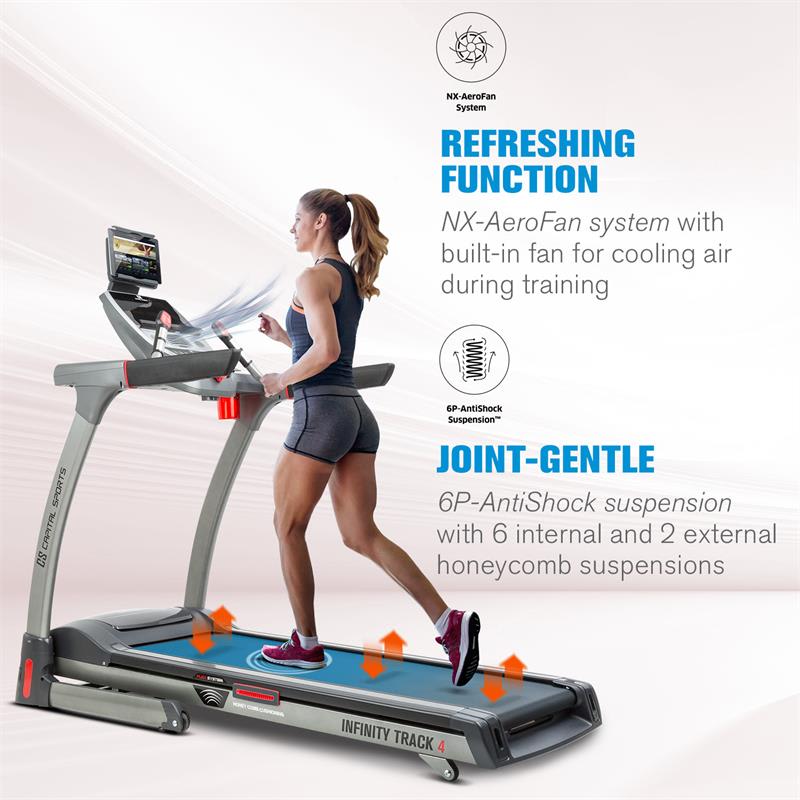 Capital Sports Infinity Track 4.0, bežecký pás, 5,5 HP, BT, aplikácia Kinomap, LED – Obrázok 2