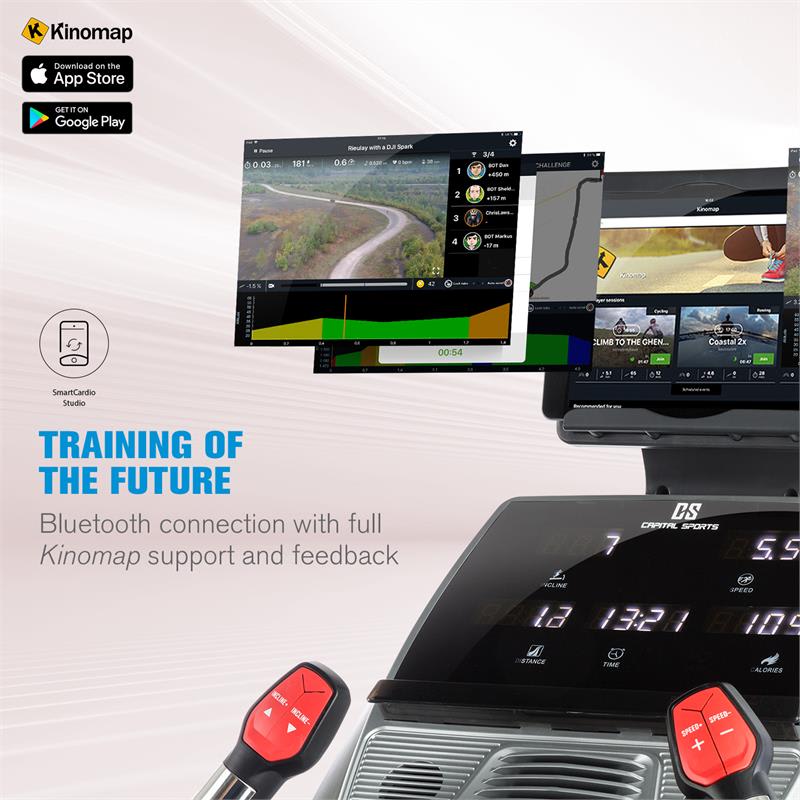 Capital Sports Infinity Track 4.0, bežecký pás, 5,5 HP, BT, aplikácia Kinomap, LED – Obrázok 3