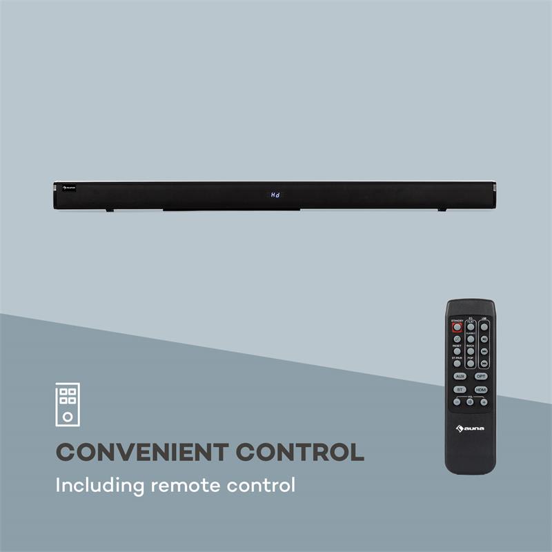Auna Areal Bar 650, soundbar, 2.1 zvukový systém, 120 W RMS výkon, BT, USB, čierny – Obrázok 2