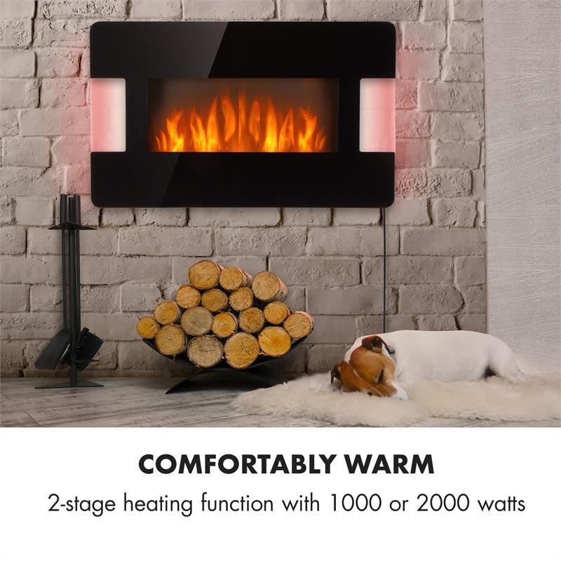 Klarstein Belfort Light & Fire, elektrický krb, 1000/2000 W, diaľkové ovládanie, čierny
