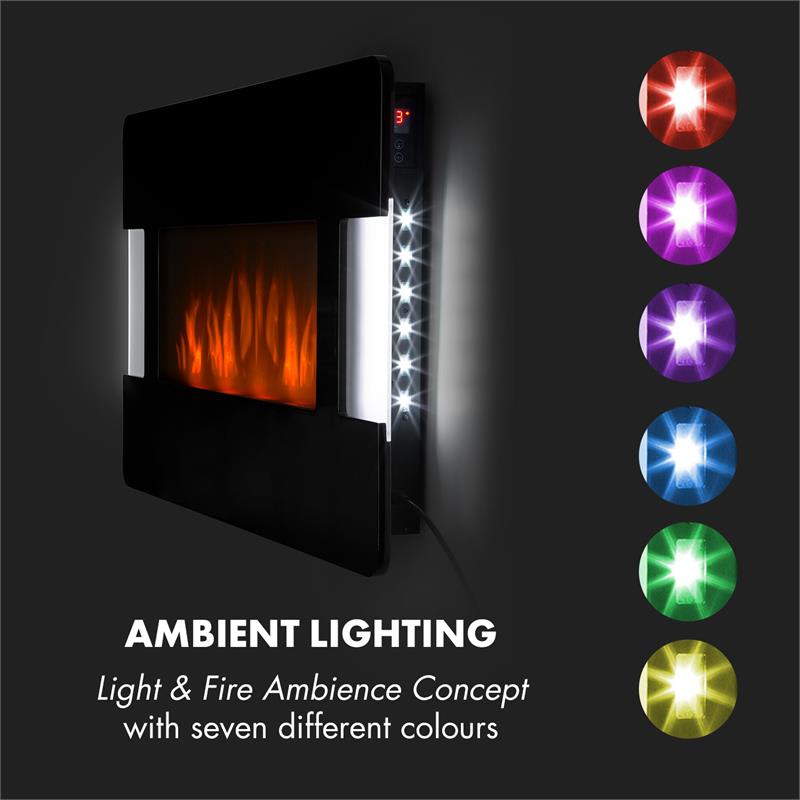 Klarstein Belfort Light & Fire, elektrický krb, 1000/2000 W, diaľkové ovládanie, čierny – Obrázok 2