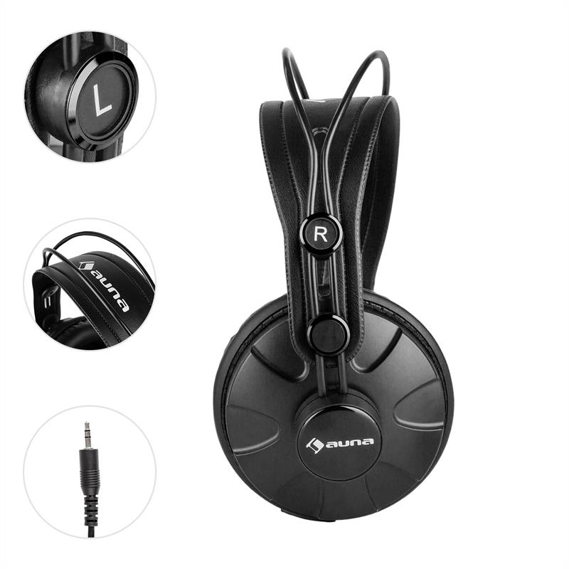 Auna HR-580, štúdiové slúchadlá, over-ear slúchadlá, uzavreté, čierne – Obrázok 2