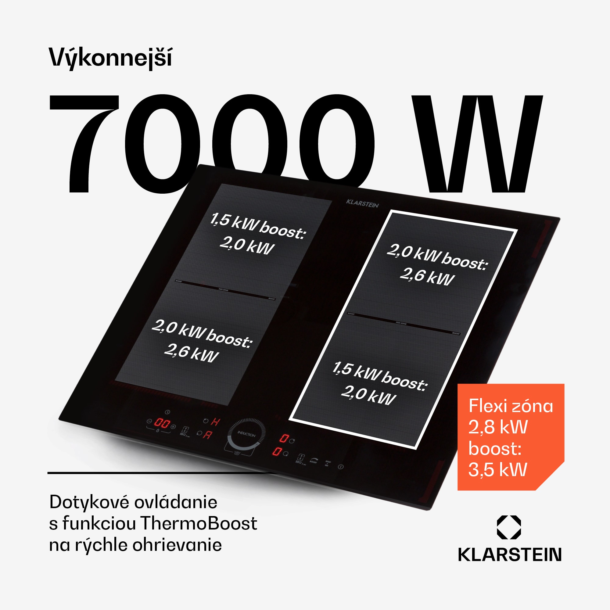 Klarstein Delicatessa 60, vstavaná indukčná varná doska, 7000 W, 4 zóny, sklokeramika, časovač – Obrázok 2