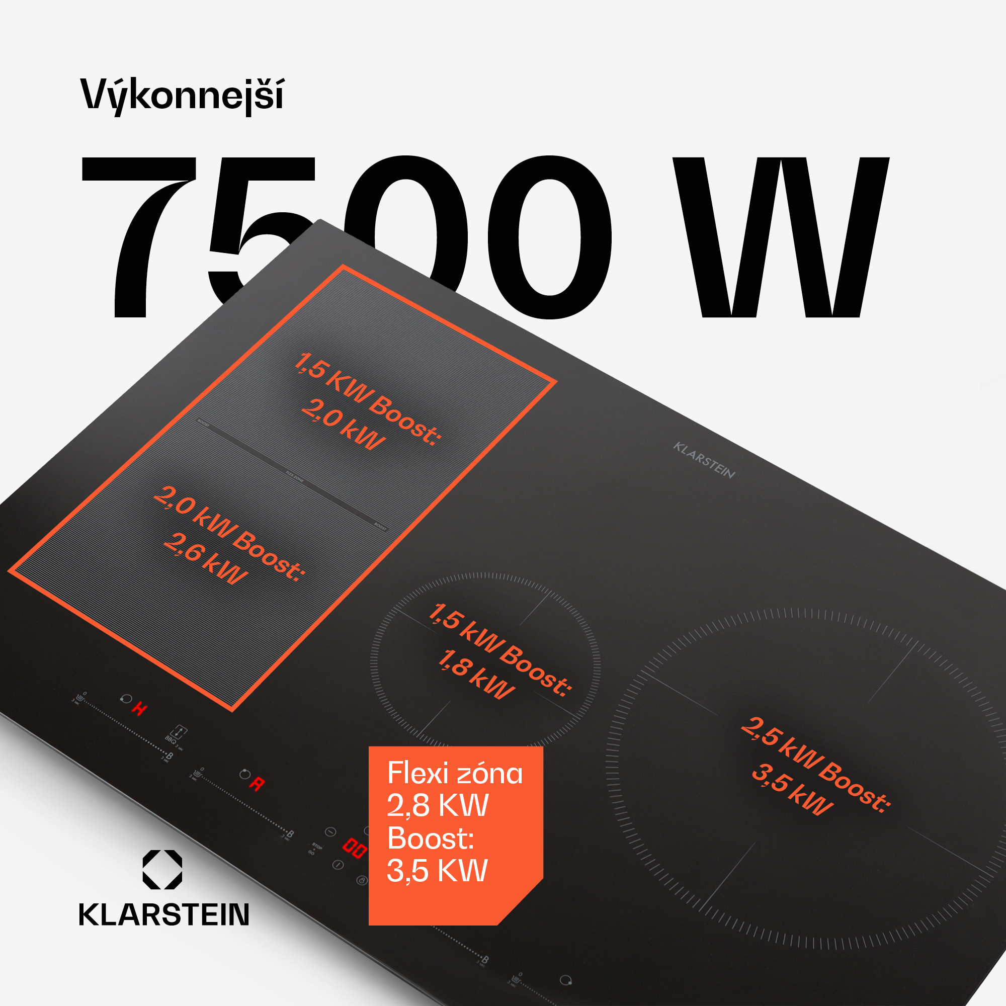 Klarstein Delicatessa 77 Hybrid, vstavaná indukčná varná doska, 7000 W, 4 zóny, čierna – Obrázok 2