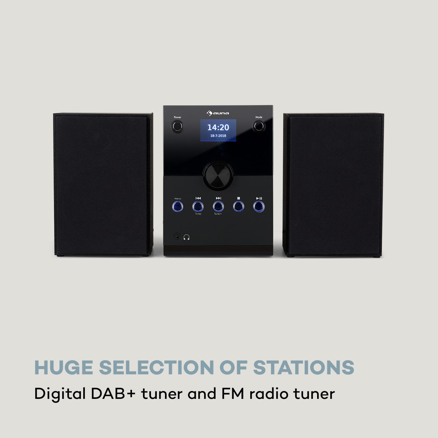 Auna MC-30, DAB mikrosystém, 2 reproduktory, DAB+, FM, bluetooth, CD prehrávač, čierny – Obrázok 2