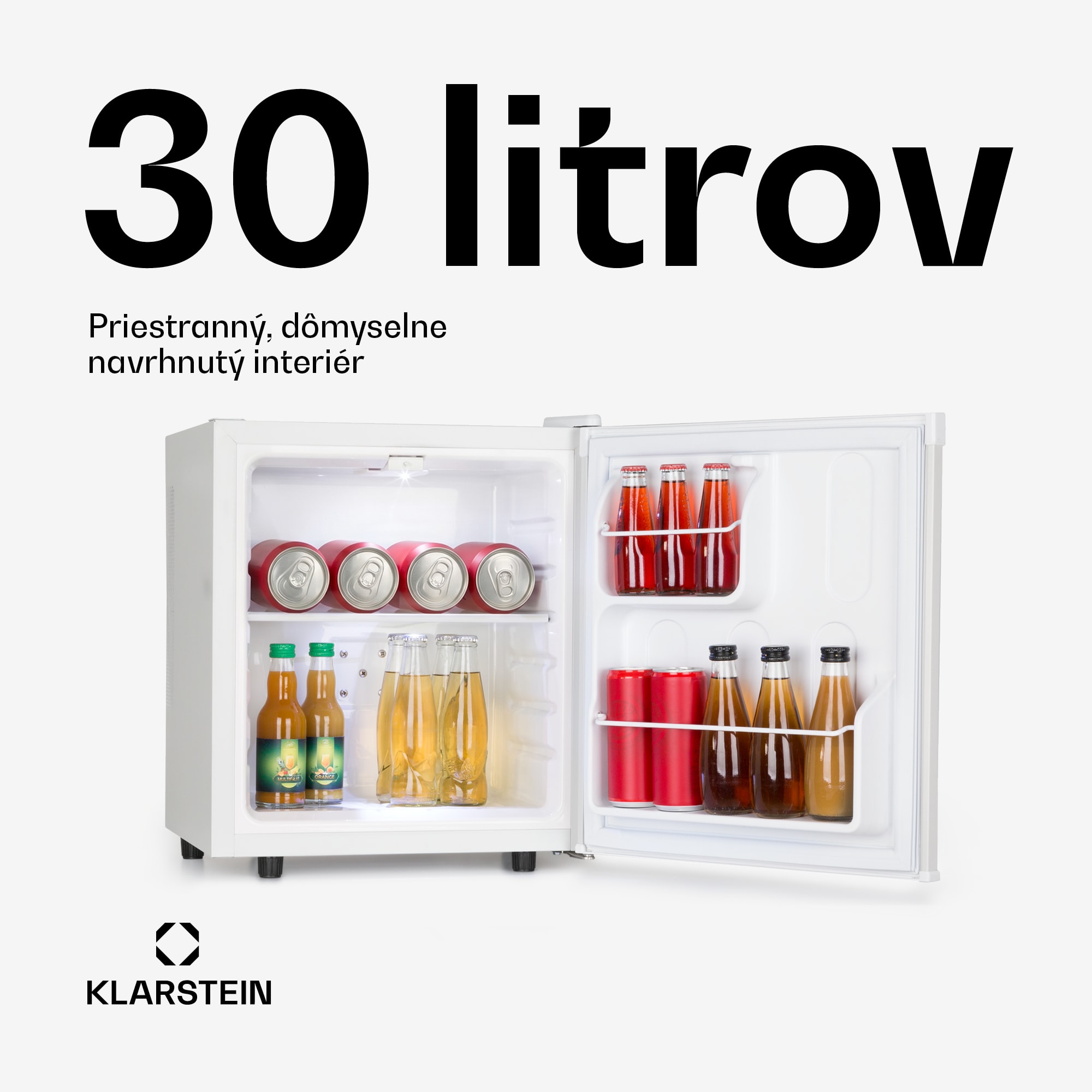 Klarstein Silent Cool, chladnička, 30 l, Arctic-Fox Cooling, energet. trieda F, biela