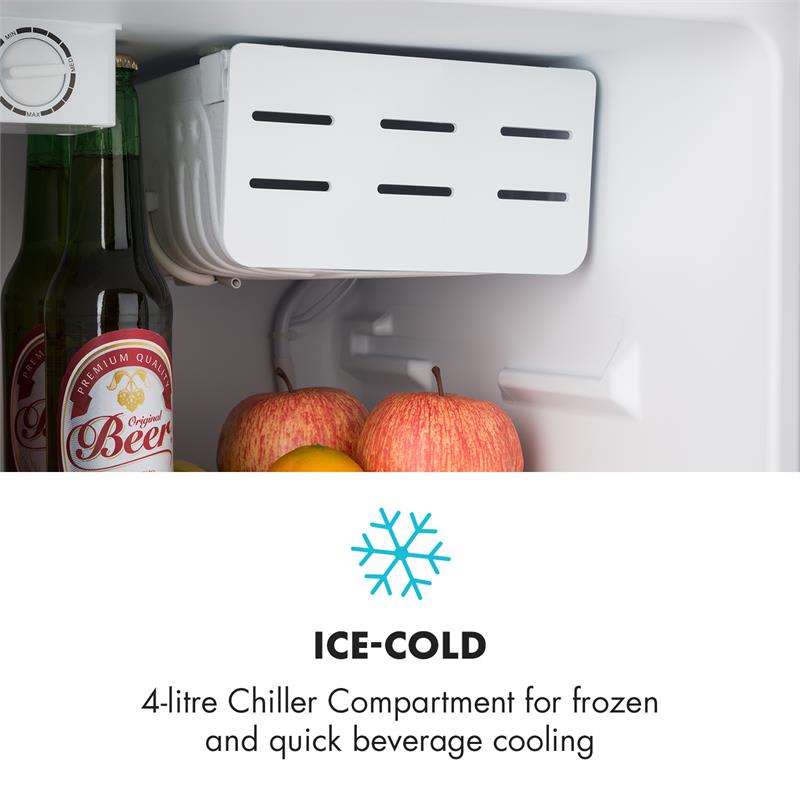 Klarstein Cool Kid, mini chladnička so 4 l mraziacim boxom, 66 l, 42 dB, A+, ušľachtilá oceľ – Obrázok 2