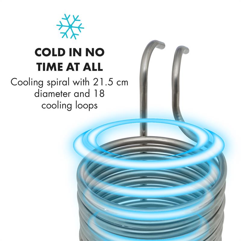 Klarstein Chiller 12, ponorný chladič, sladový chladič, Ø 21,5 cm, 18 závitov, nehrdzavejúca oceľ – Obrázok 2
