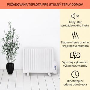 OneConcept Wallander, olejový radiátor, 600 W, termostat, olejové vyhrievanie, plochý dizajn, biely