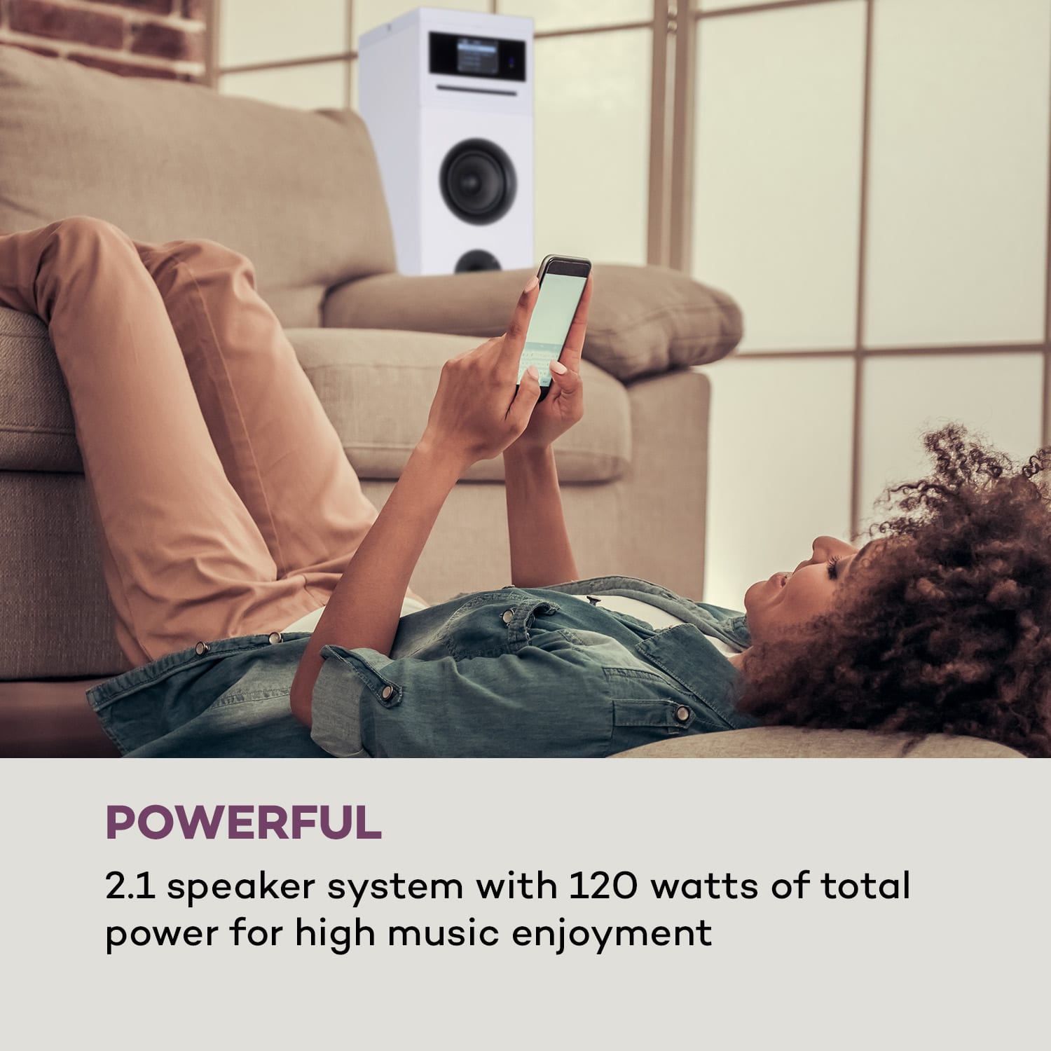 Auna Karaboom 100 Wifi, vežový reproduktor, internetové rádio, DAB+, BT, 120 W, biely