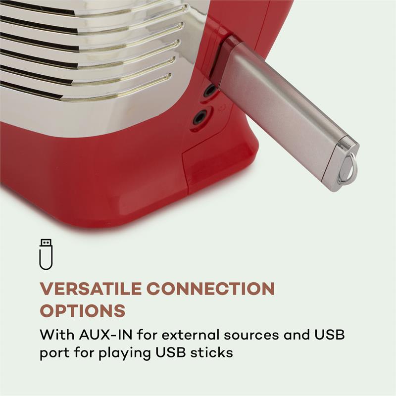 Auna RCD-70 DAB, retro CD rádio, FM, DAB+, CD prehrávač, USB, bluetooth, červené – Obrázok 3