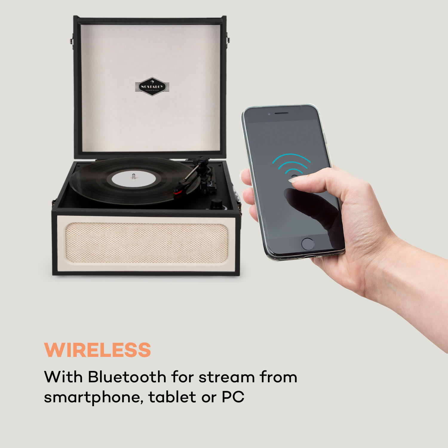 Auna Sarah Ann, gramofón, bluetooth, USB, 33, 45 a 78 ot./min., čierny/krémový – Obrázok 3