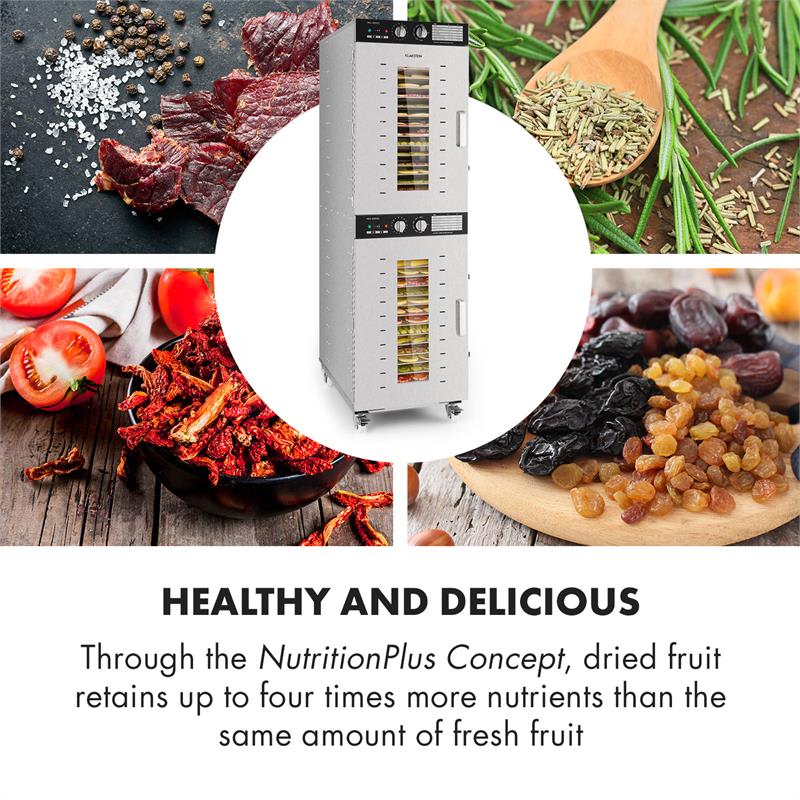 Klarstein Master Jerky 32, sušička potravín, 4500 W, 40 - 90 °C, 15-hod. časovač, ušľachtilá oceľ, strieborná – Obrázok 4