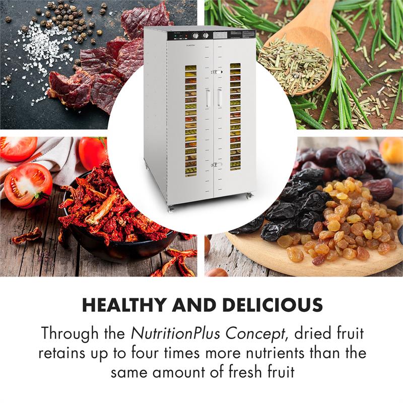 Klarstein Master Jerky 24, sušička potravín, 5850 W, 40-90 °C, 15-hod. časovač, nehrdzavejúca oceľ, strieborná – Obrázok 4