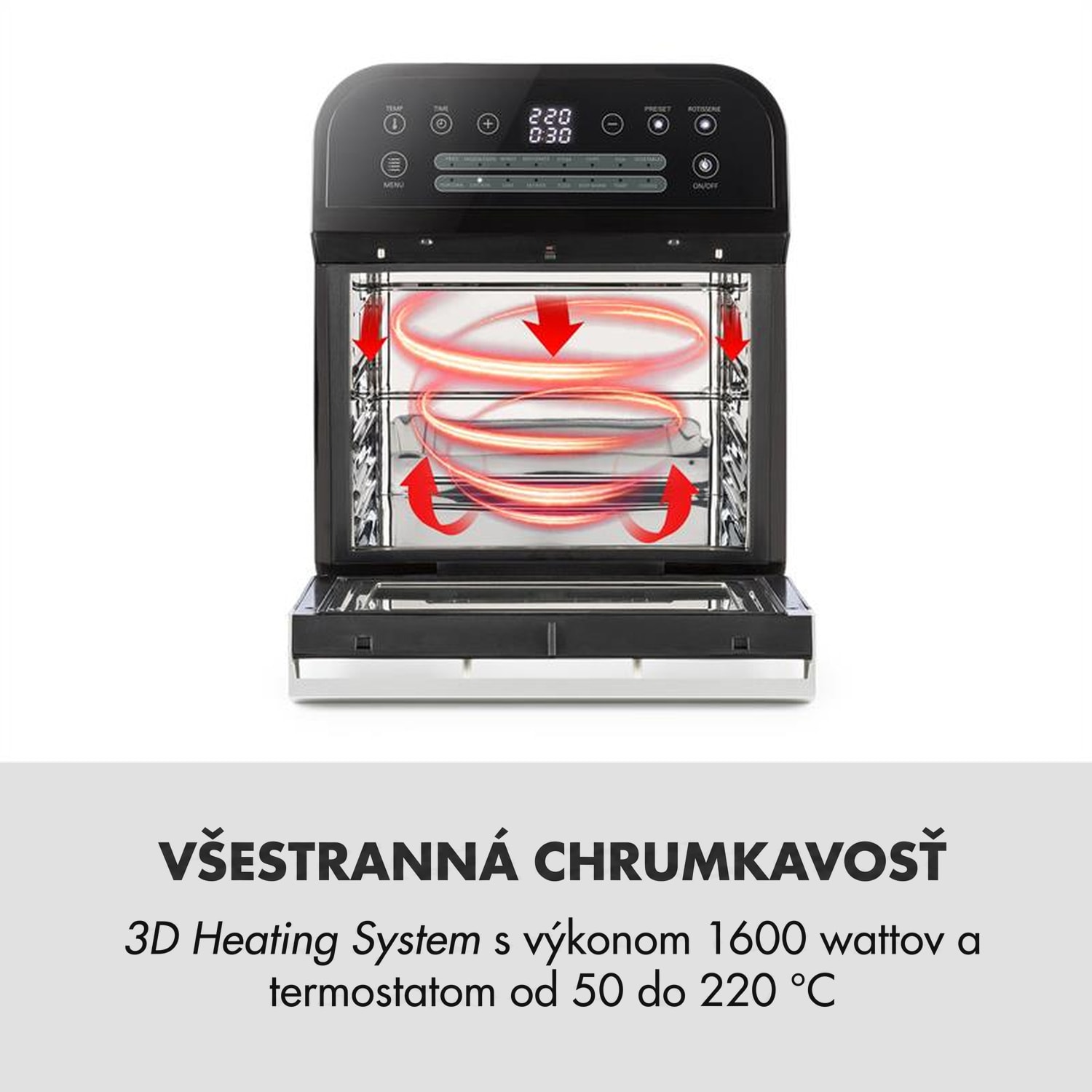 Klarstein AeroVital Cube, teplovzdušná fritéza, 1600 W, 12 l, časovač, 16 programov, čierna – Obrázok 2
