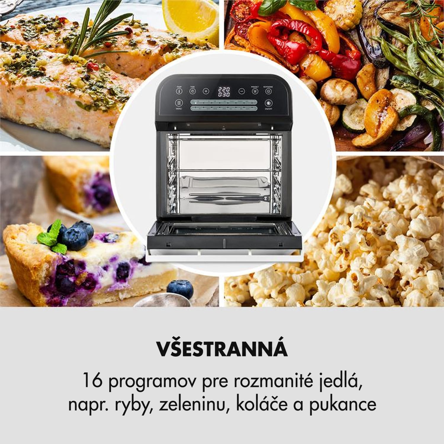 Klarstein AeroVital Cube, teplovzdušná fritéza, 1600 W, 12 l, časovač, 16 programov, čierna – Obrázok 4