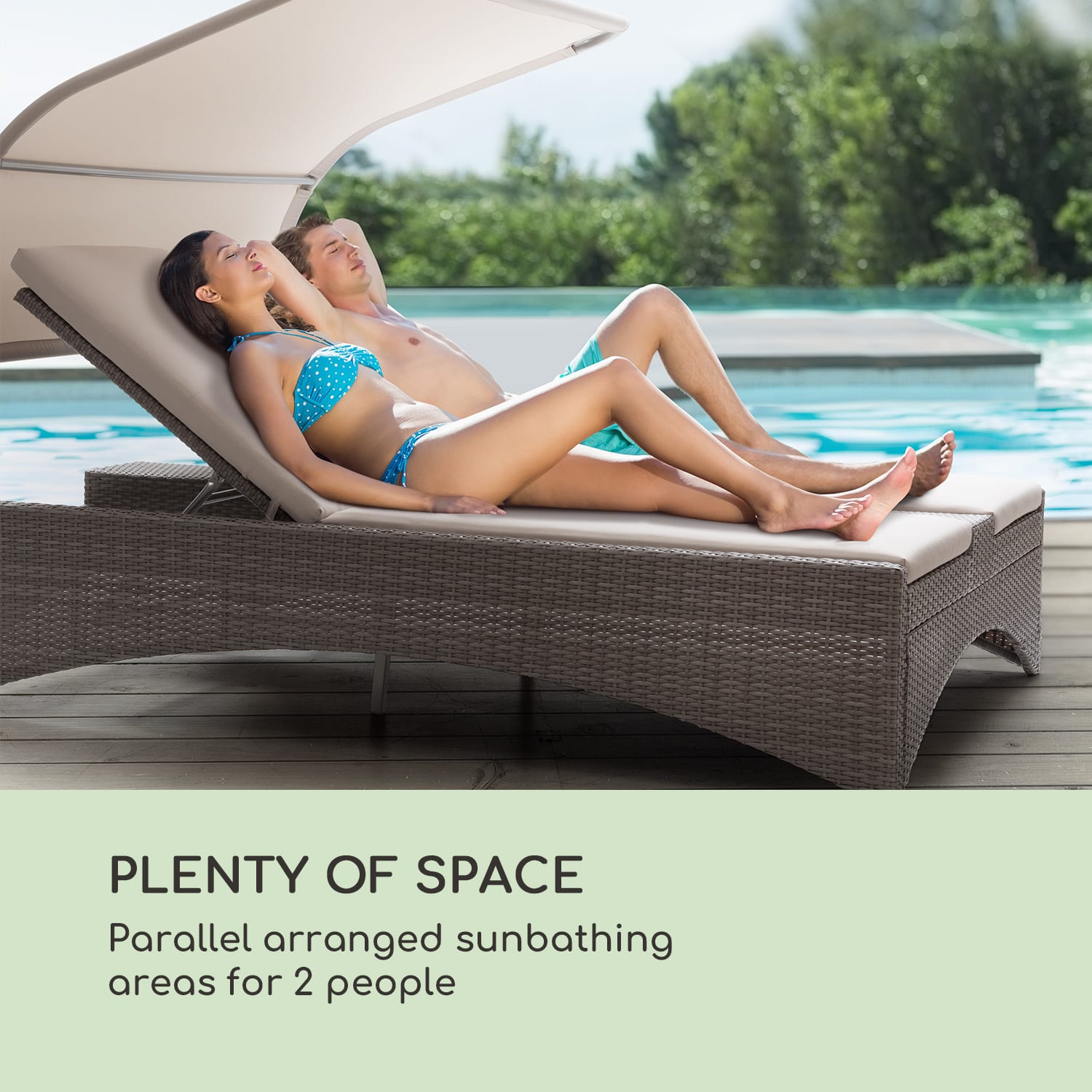 Blumfeldt Eremitage Double Lounger, lehátko, plážové, pre 2 osoby, hliník/ratan, tmavošedé – Obrázok 2