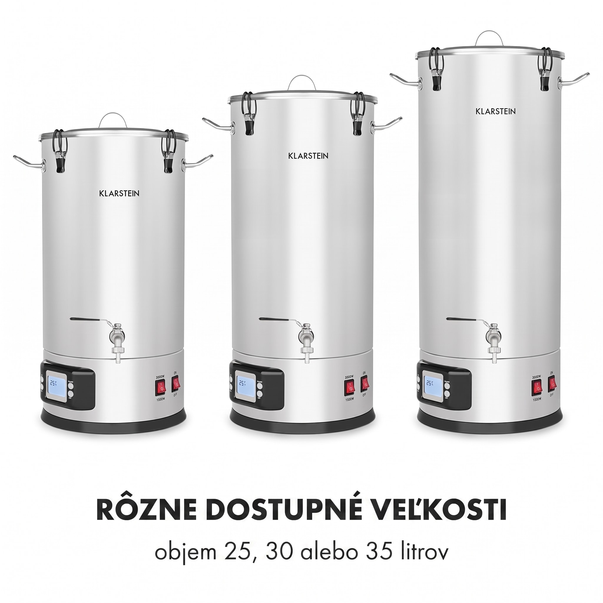 Klarstein Maischfest 35, sladový kotol, 5 dielov, 35 l, 1500/3000 W, dotykový LCD, nehrdzavejúca oceľ – Obrázok 2
