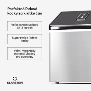 Klarstein Clearcube výrobník ľadu čierny nerez, 13 kg/24 h číry ľad