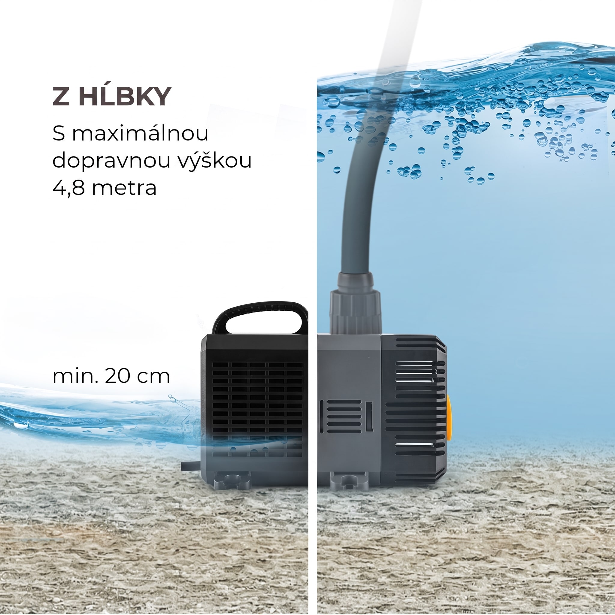 Waldbeck Lagoon 5200 jazierková pumpa 5 200 l/h EcoSave: 40 W, výtlak 4,8 m – Obrázok 4