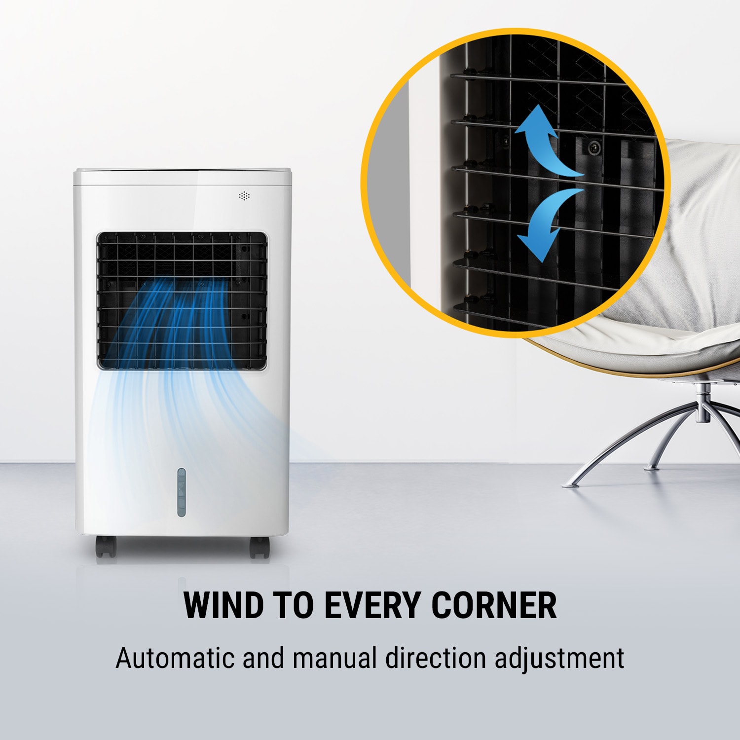 OneConcept Freeze Me, ochladzovač vzduchu, 75 W, 400 m³/h, 3 možnosti fúkania, diaľkový ovládač – Obrázok 2
