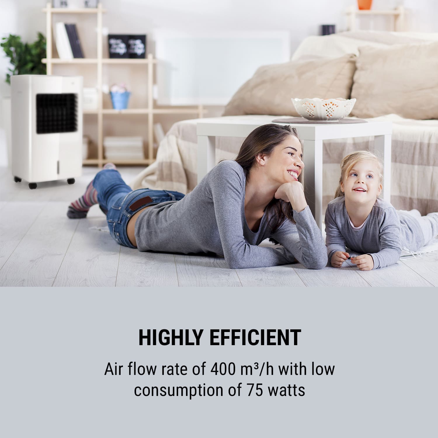 OneConcept Freeze Me, ochladzovač vzduchu, 75 W, 400 m³/h, 3 možnosti fúkania, diaľkový ovládač – Obrázok 3