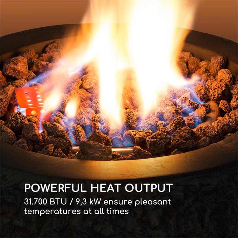 Blumfeldt El Hierro, plynové ohnisko, vykurovací výkon: 31,700 BTU/9,3 kW, tmavosivé – Obrázok 2