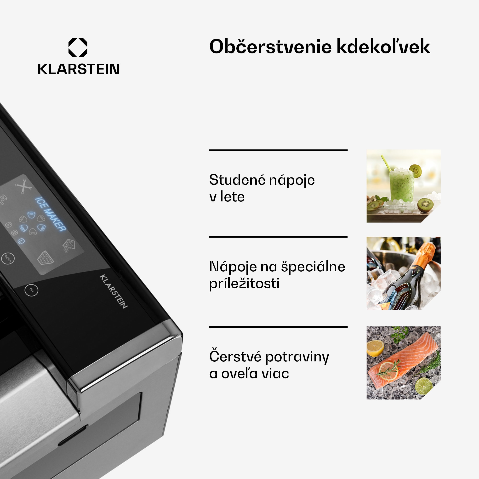 Klarstein Eiszeit výrobník kociek ľadu z nehrdzavejúcej ocele 3 veľkosti kociek ľadu strieborná – Obrázok 4