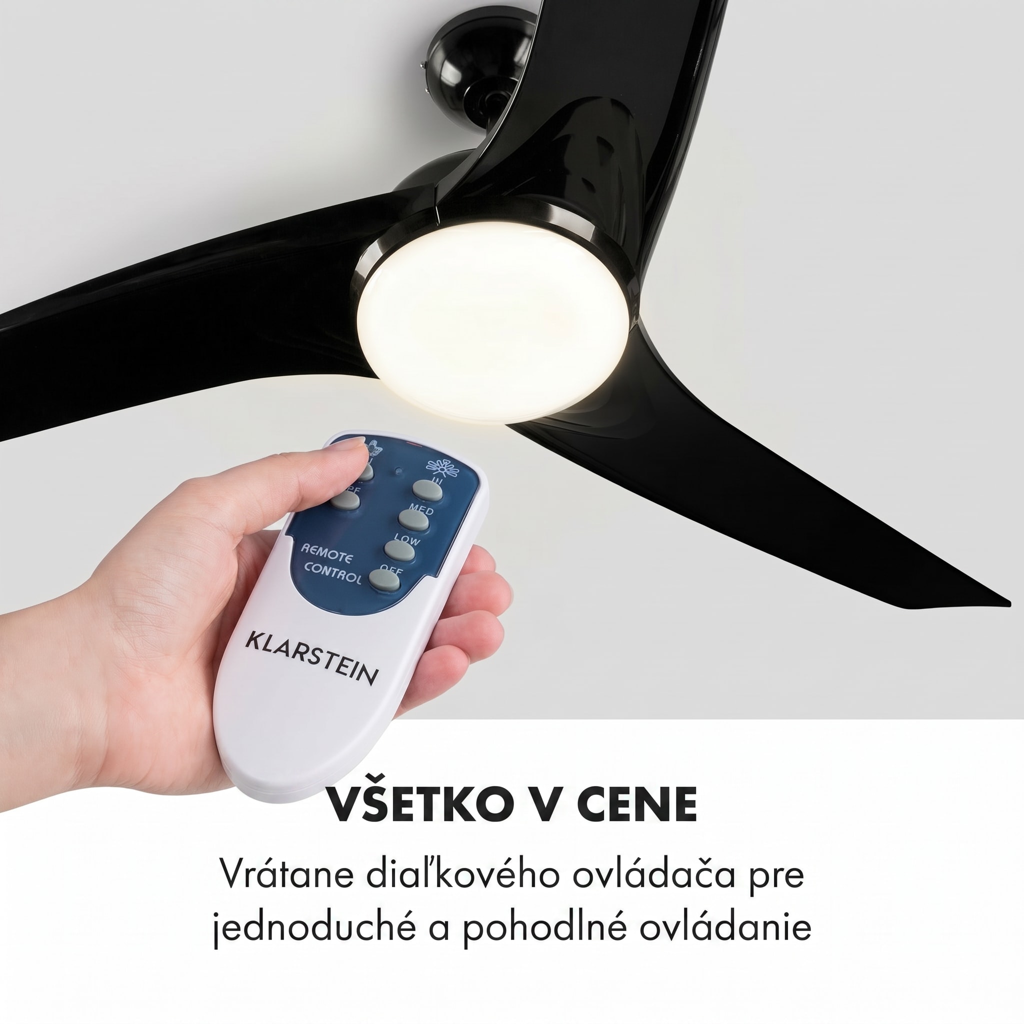 Klarstein Figo, stropný ventilátor, 52" (132 cm) Ø, výkon: 55 W, čierny – Obrázok 2