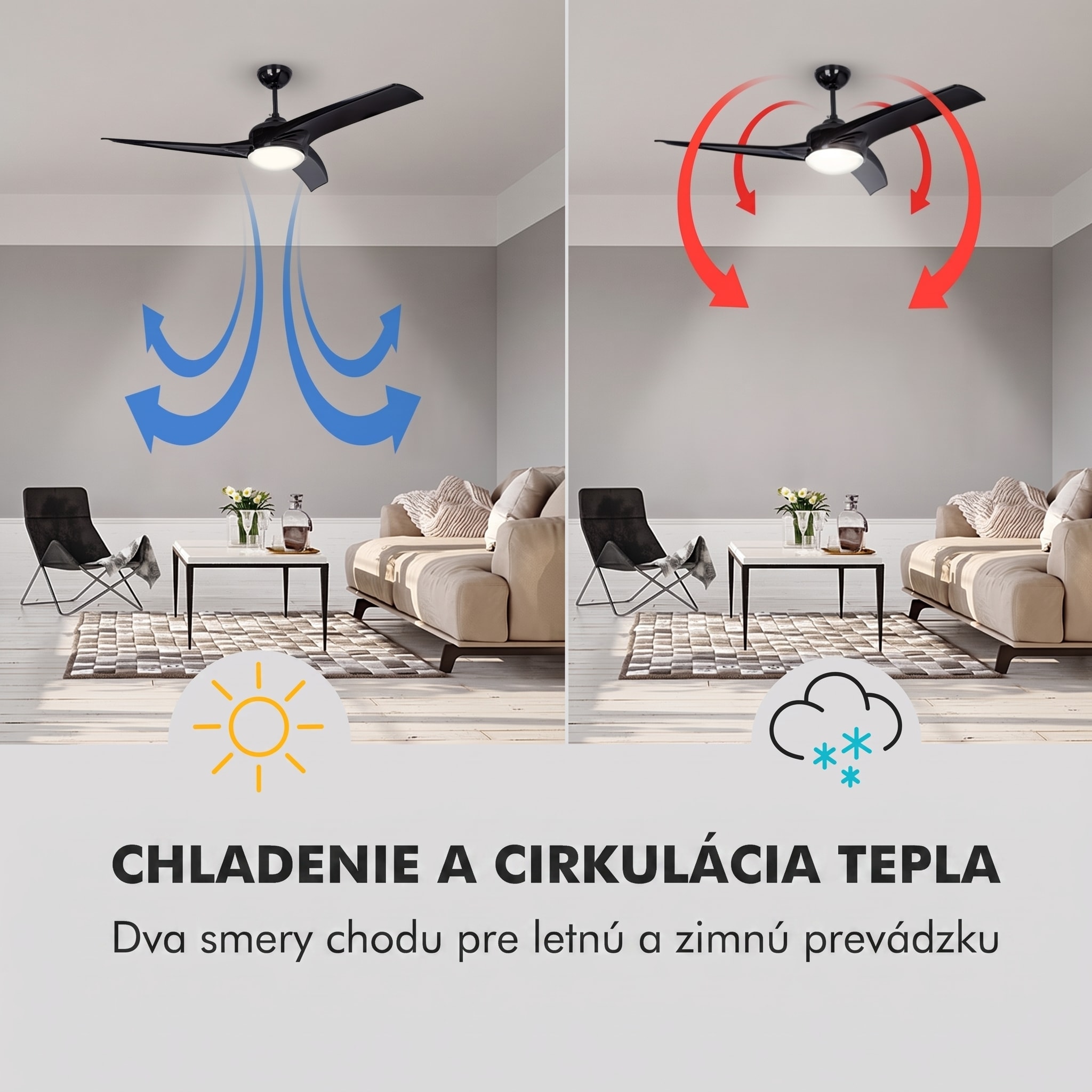 Klarstein Figo, stropný ventilátor, 52" (132 cm) Ø, výkon: 55 W, čierny – Obrázok 3
