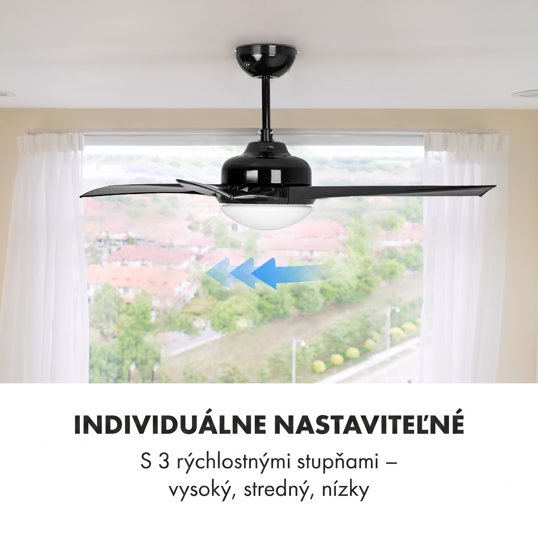 Klarstein Figo, stropný ventilátor, 52" (132 cm) Ø, výkon: 55 W, čierny – Obrázok 4