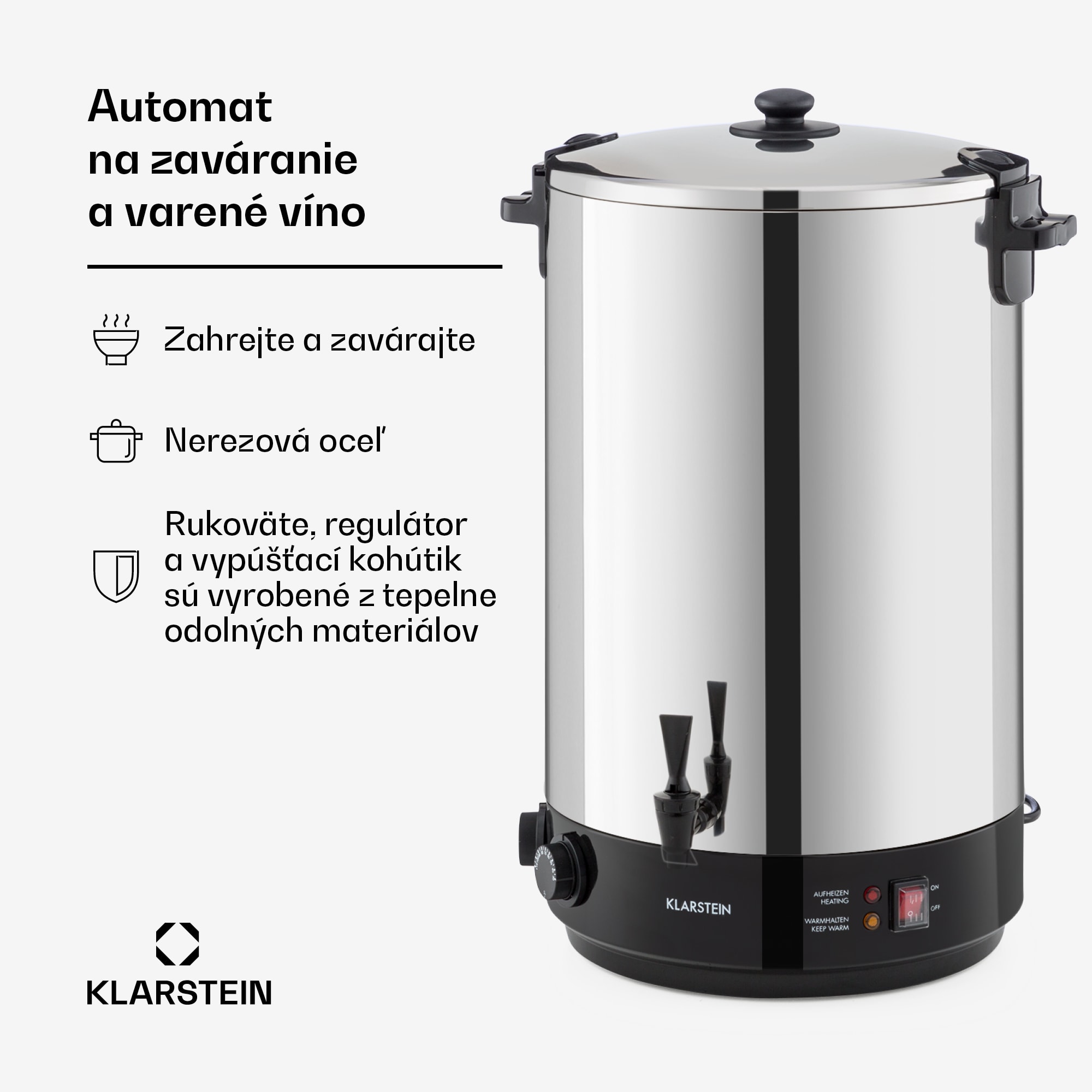 Klarstein KonfiStar 50, zavárací hrniec, dávkovač nápojov, 50 l, 110 °C, 120 min, nehrdzavejúca oceľ – Obrázok 2