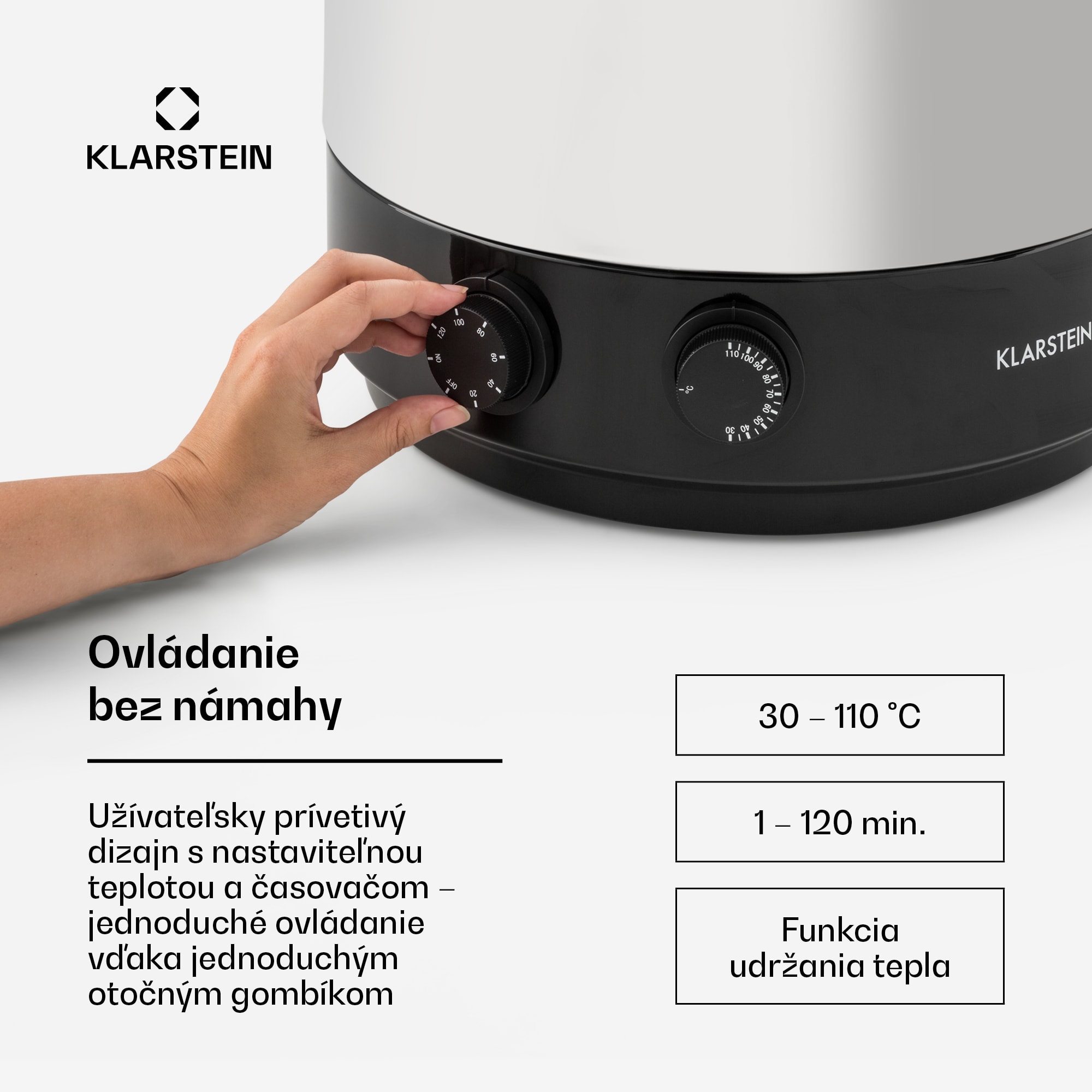 Klarstein KonfiStar 50, zavárací hrniec, dávkovač nápojov, 50 l, 110 °C, 120 min, nehrdzavejúca oceľ – Obrázok 3