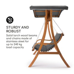 Blumfeldt Tahiti Hollywood hojdačka slnečná strieška 110 cm, 2-miestna, masívne drevo, sivá