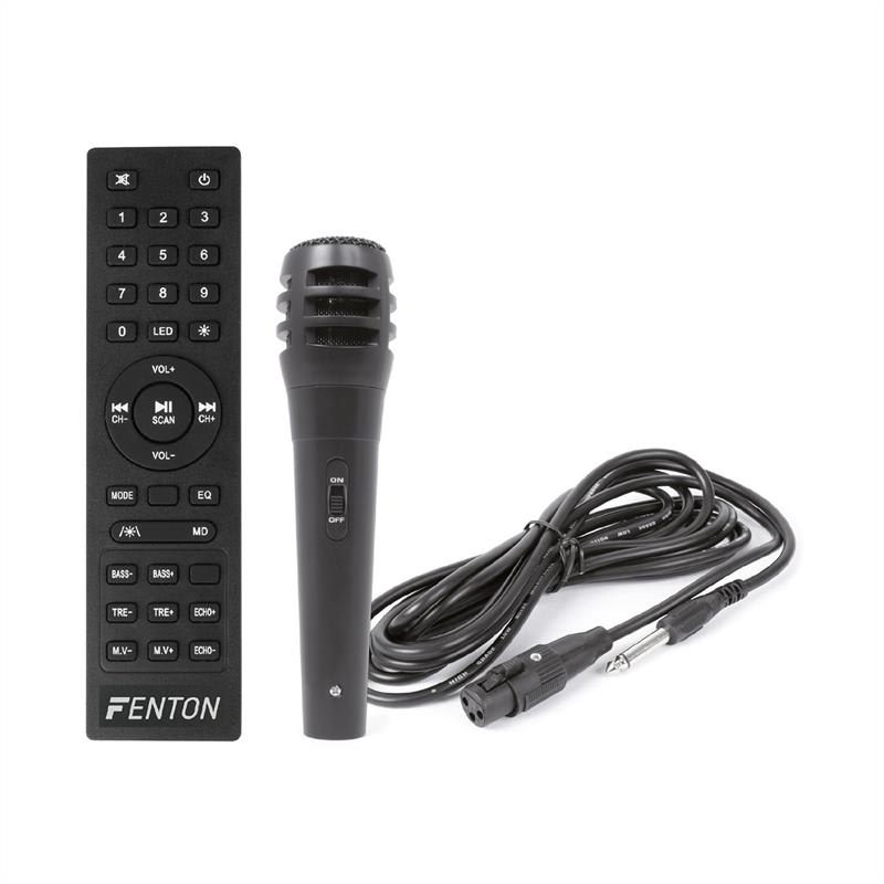 Fenton MDJ150, párty stanica, 200 W, 2 x 5,25" reproduktor, akumulátor, diaľkový ovládač, čierna – Obrázok 3