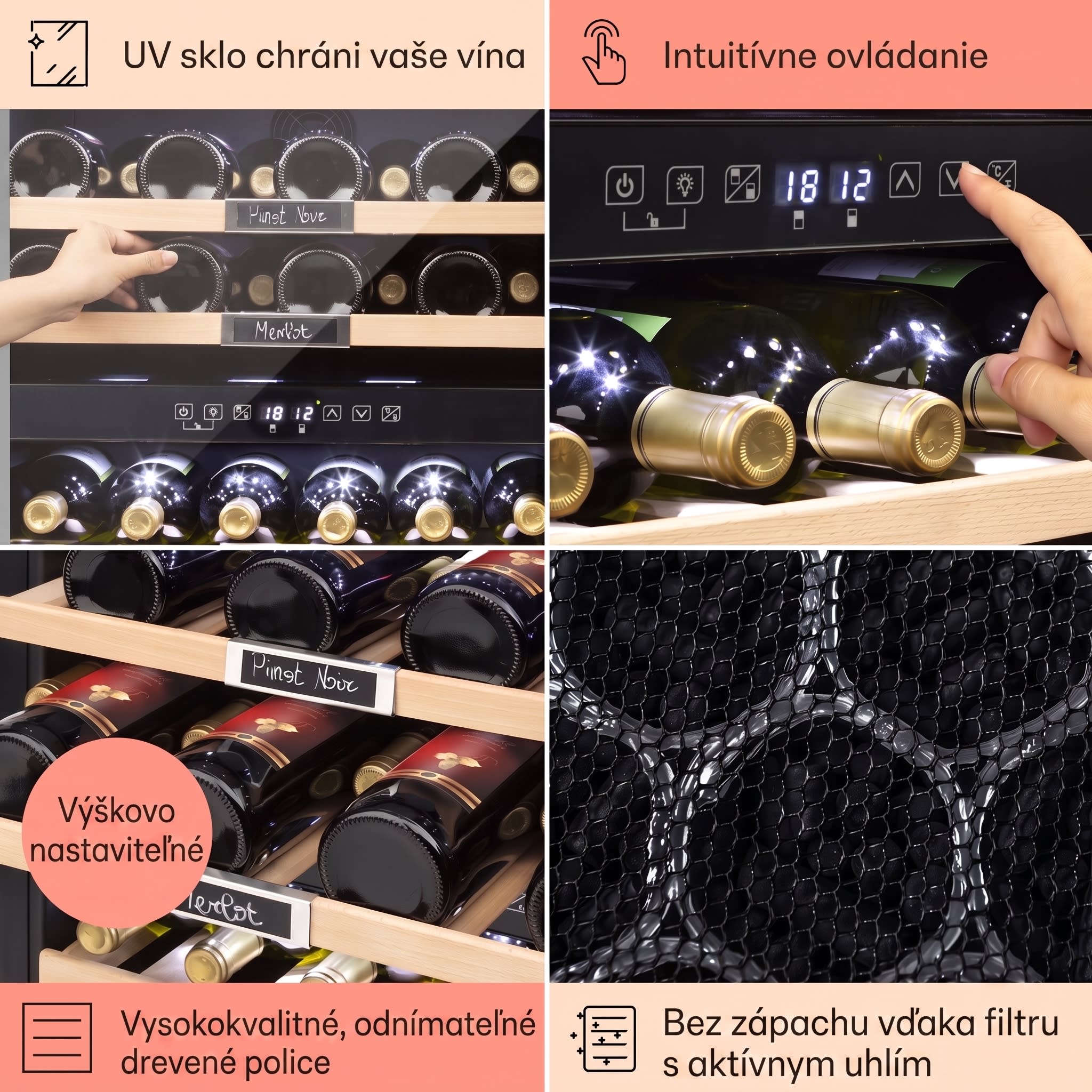 Klarstein Vinsider 36, vinotéka, 94 l, 5-22°C, 2 zóny, nehrdzavejúca oceľ – Obrázok 4