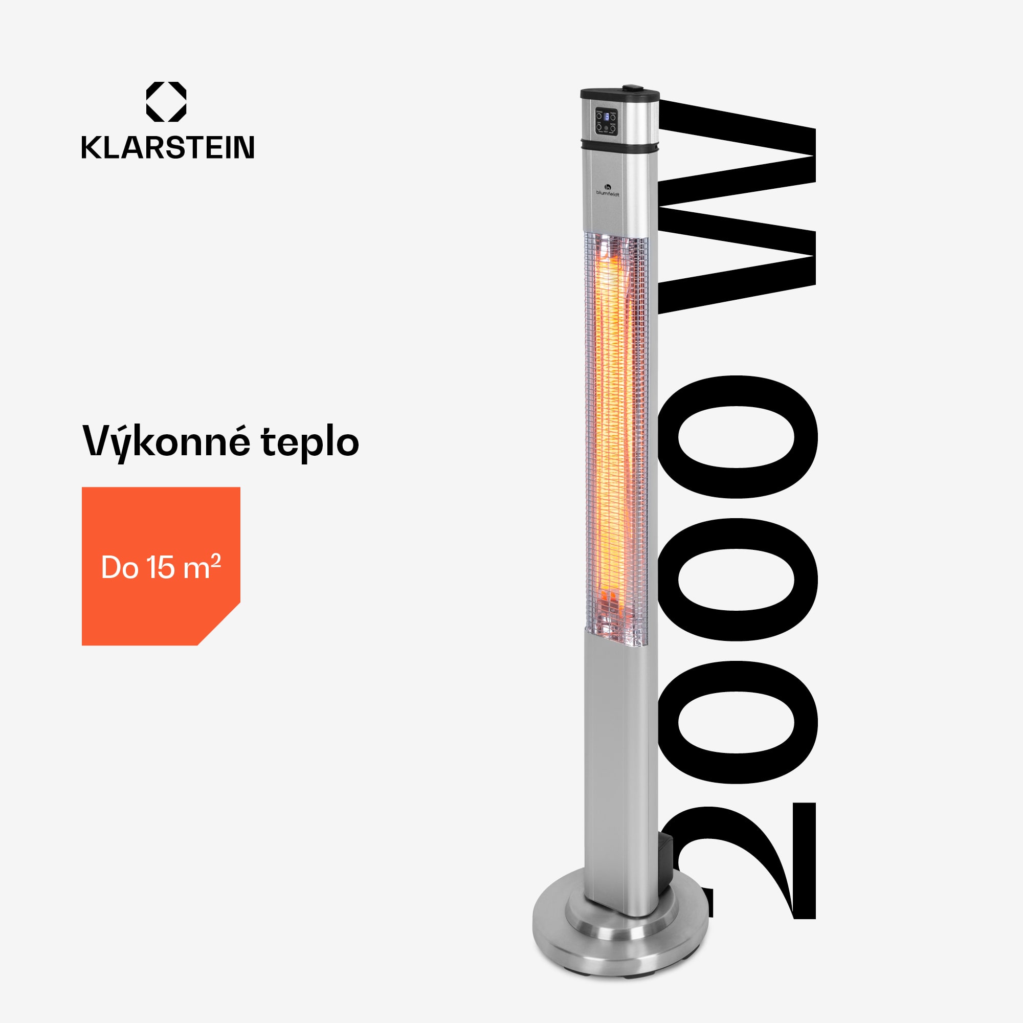 Blumfeldt Heat Guru Plus, infračervený ohrievač, 2000 W, 3 stupne ohrevu, diaľkový ovládač, strieborný – Obrázok 2