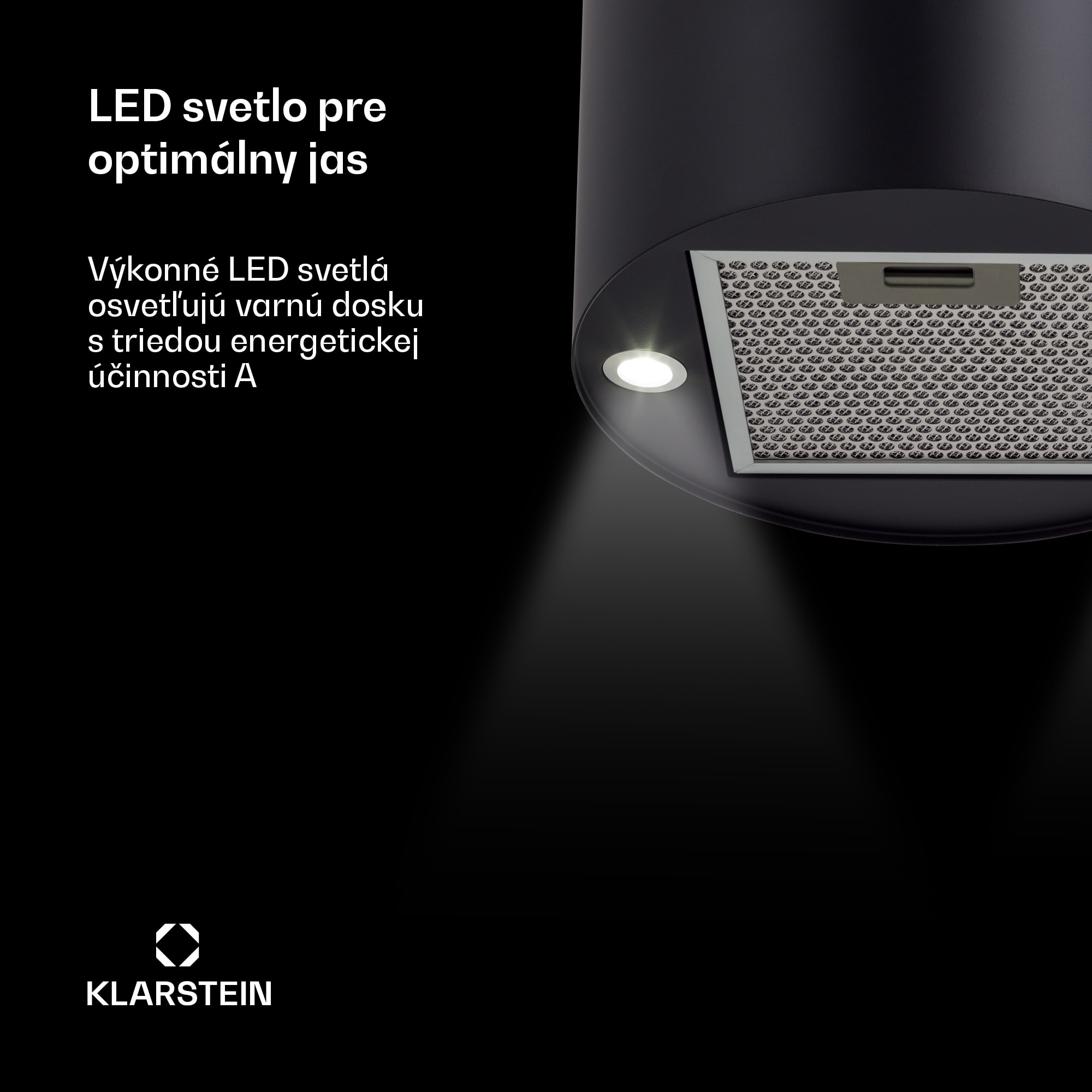 Klarstein Beretta, digestor, 35 cm, ostrovčekový, 519m³/h, LED, čierny – Obrázok 4