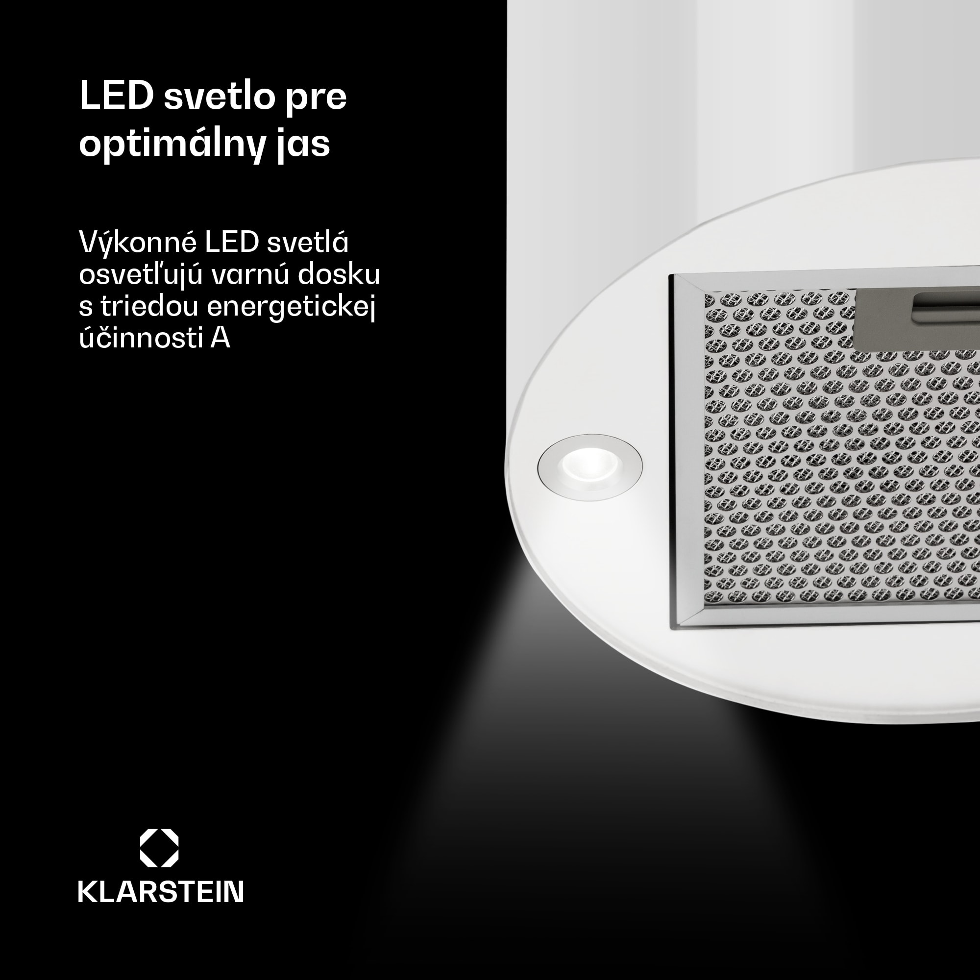 Klarstein Beretta, digestor, 35 cm, ostrovčekový, 519m³/h, LED, biely – Obrázok 4