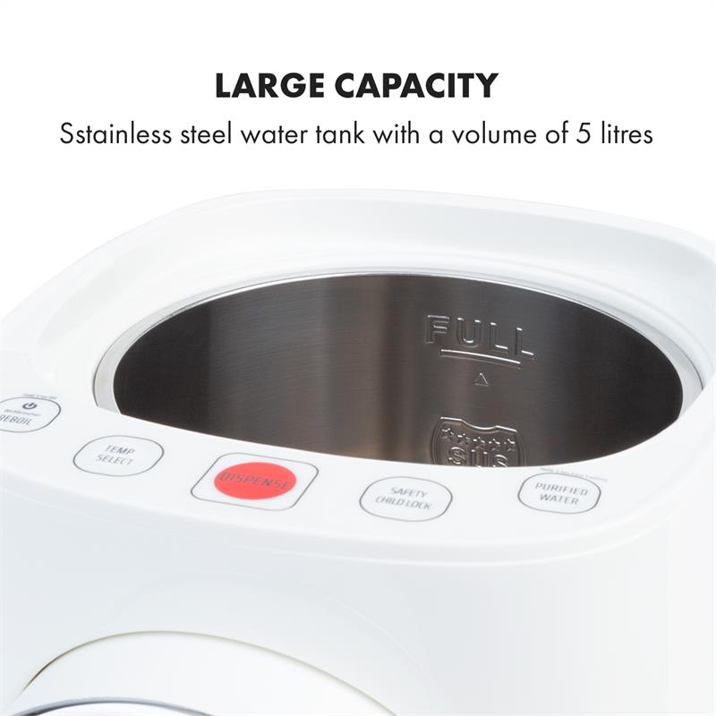 Klarstein Hot Springs, dávkovač horúcej vody, 5 l, 49-95 °C, nádrž na vodu z nehrdzavejúcej ocele – Obrázok 4