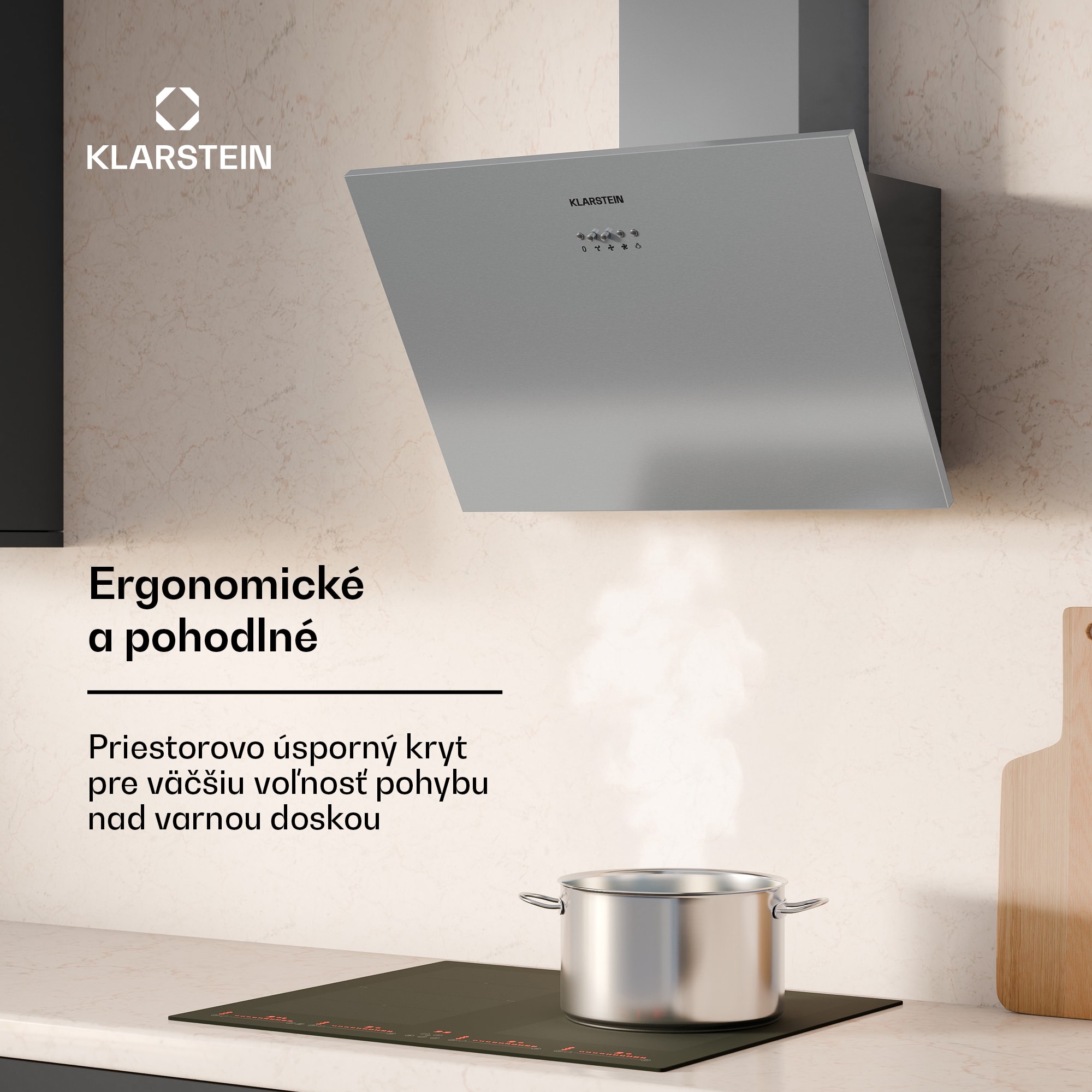 Klarstein Silver Lining 60, digestor, 60 cm, nástenný, 568 m³/h, A, nehrdzavejúca oceľ