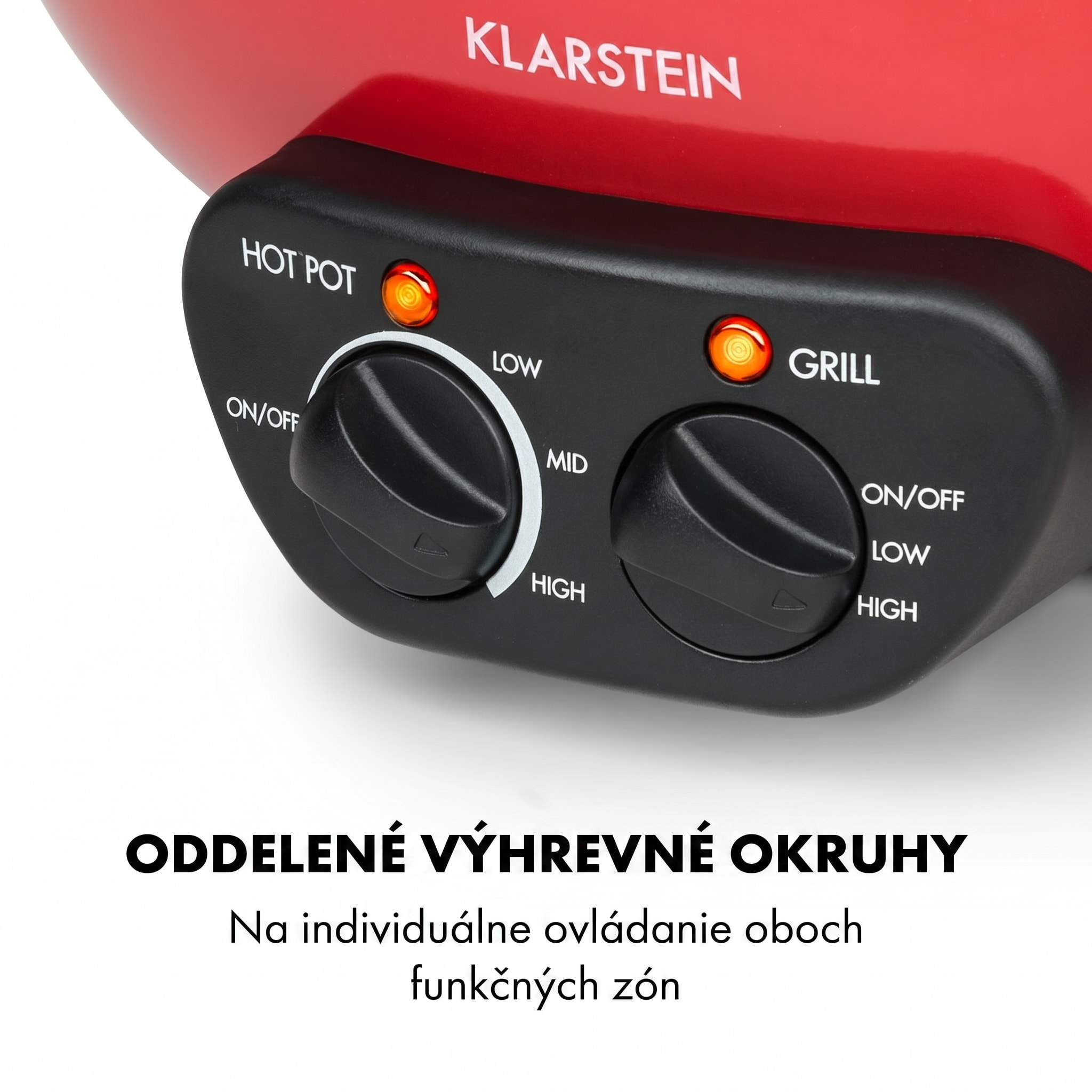 Klarstein Szechuan Hot Pot a grilovacia platňa 5 l, 1350 W, 600 W červená – Obrázok 2