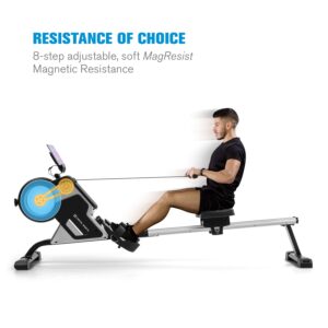 Capital Sports Stream M1, magnetický veslovací trenažér, 105 cm, LC displej, 8 úrovní, hliník